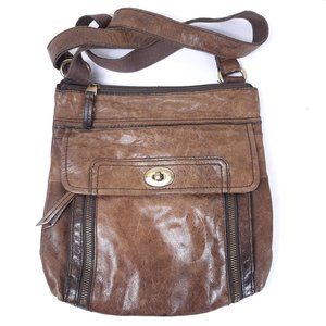 Fossil Tote Leather Red Brown Business Laptop Satc